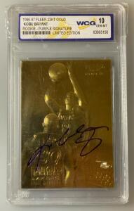 1996-97 Fleer 23KT Gold Kobe Bryant Rookie WCG 10 GEM-MT, #33289, Purple Signature, Lakers