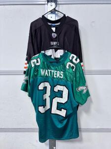 Reebok NFL Equipment On Field Cleveland Browns #72 Brown Jersey 3XL, 100% Nylon and Wilson XXL Vintage Philadelphia Eagles Ricky Watters #32 NFL Jersey Kelly Green 1990s USA