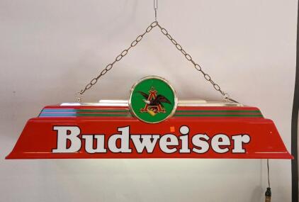 Budweiser Hanging Bar Light - Pool Table Lamp, 40" Red Plastic, Illuminated, Chain Included