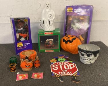 Assorted Halloween Decorations: Pumpkin Time Animated Figures, Hallmark, Pumpkin, Ghost, 12 Items