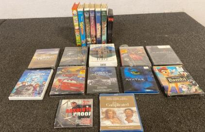Disney Pixar VHS DVD Blu-ray Movie Lot: Toy Story, Avatar, Cars, Bambi, Frozen, 16 Titles