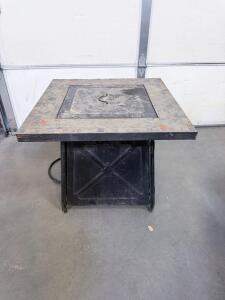 Square Tile Top Propane Fire Pit Table, 40,000 BTU, Rotary Dial, 36" x 36", Powder-Coated Steel