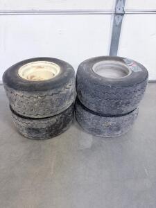 Set of 4 Dico/Excel Turf Tires 18x8.50-8 with 4-Lug Steel Rims for Lawn Tractor or Mower