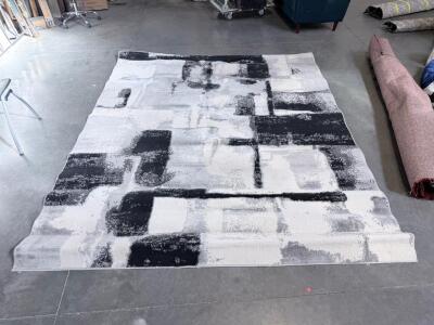 LIVABLISS Siyah 7'9" x 9'6" Abstract Area Rug, Black & Grey, 70% Polyester 30% Polypropylene, Turkey