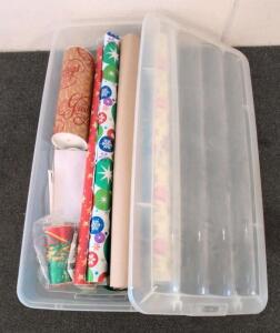 Assorted Gift Wrapping Supplies Set, 11 Rolls, 10+ Gift Bags, Ribbons, Plastic Storage Tote