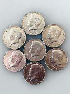 1981 Kennedy Half Dollar Lot &ndash; 7 Coins, P & D Mints, Copper-Nickel Clad, XF-AU Grades