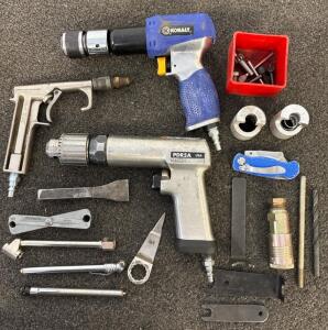 Snap-on PDR5A Air Drill (USA), Kobalt Impact, 20+ Mixed Pneumatic & Hand Tools, SN B41L17771
