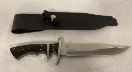 Western W49 Bowie Knife &ndash; 9" Blade, Full Tang, Laminated Wood Handle, Leather Sheath, USA Made
