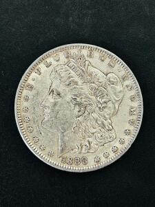 1888 Morgan Silver Dollar - 90% Silver, Philadelphia Mint, Circulated Condition