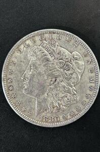 1880 Morgan Silver Dollar, New Orleans Mint, 90% Silver, Iconic US Coin