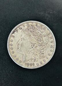 1891 Morgan Silver Dollar Philadelphia, 90% Silver, Liberty Head, Eagle Reverse, 38.1mm