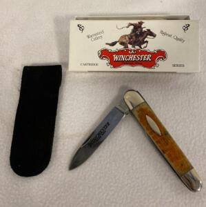 Winchester Cartridge Series Pocket Knife by W.R. Case & Sons, 1988, Box & Pouch, Clip Point Blade