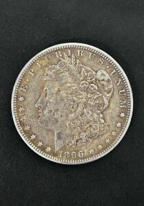 1896 Morgan Silver Dollar Coin &ndash; 90% Silver, No Mint Mark, Circulated, U.S. Collectible