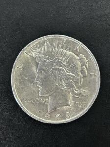 1923 Peace Silver Dollar Coin, Philadelphia, .900 Silver, Liberty & Eagle Design