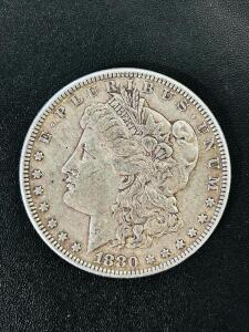 1880 Morgan Silver Dollar, U.S. Mint, 90% Silver, Liberty & Eagle Design