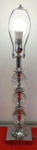 Modern Chrome and Clear Glass Orb Table Lamp, 26" Tall, E26 Socket, No Shade Included