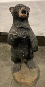 Standing Black Bear Statue, 30 in, Hand-Painted Rustic Garden Decor,