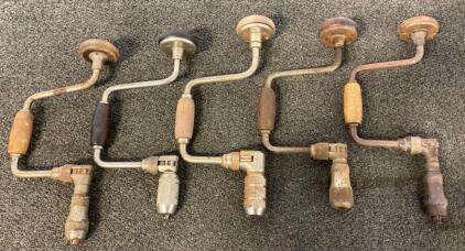 Vintage Stanley Handyman, Craftsman 4240, Lakeside Brace Drills &ndash; USA Made, Wood Handles