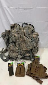 U.S. MOLLE II Large Rucksack ACU Camo w/ Frame, Waist Belt, Voodoo Tactical Pouches