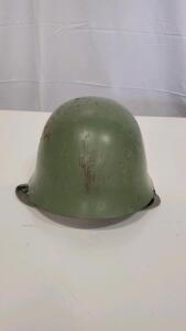 East German M56 Stahlhelm Combat Helmet, Olive Drab Steel, Web Liner & Chinstrap, GDR Issue