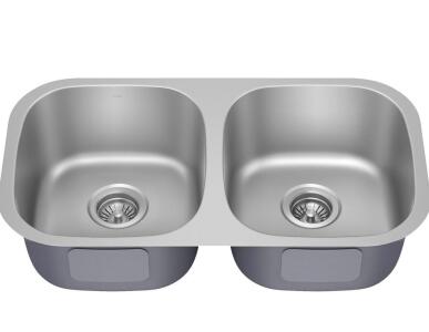 (2) MSI 16-Gauge Double Bowl Stainless Steel Kitchen Sink 32"x18", Undermount, 50/50 Split