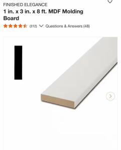 (1) Finished Elegance MDF 1 in x 3 in x 8 ft Pre-Primed Square Edge Molding Board & More