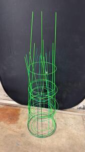 (4) Green Tomato Cage &ndash; 20&rdquo;-60" Steel Plant Support, 5 Rings,Stackable