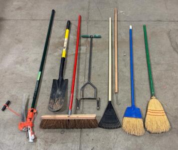 8-Piece Yard Tool Set: True Temper Shovel, Pole Pruner, Brooms, Rake, Aerator & More