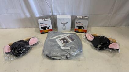 Lot: Auto Heater Fan SGD-580 150W, ES-1081 IPL Device, Goat Ears Headband, Windshield Sun Shade