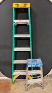 Werner MIGHTY-LITE ML13306 375 lb 3 ft Aluminum Step Ladder & 6 ft Fiberglass Step Ladder