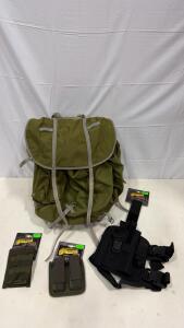 Vintage U.S. M1945 Military Rucksack with External Frame + Voodoo Tactical Pouches