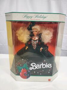 1997 Mattel Happy Holidays Barbie Special Edition Doll #10711 NRFB Mint in Box, Velvet Dress, Blonde