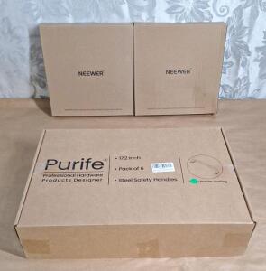 (1) 6-Pack Of Purife - 17" Green Powder Coated Steel Grab Bars / Safety Handles & (2) Neewer - Action Camera Metal Fence Mount