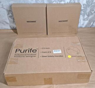 (1) 6-Pack Of Purife - 17" Yellow Powder Coated Steel Grab Bars / Safety Handles & (2) Neewer - Action Camera Metal Fence Mount