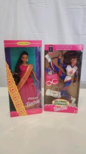 Mattel Indian Barbie Dolls of the World (1995) & Olympic Gymnast Barbie (1996, #15194) NIB