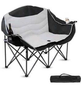 OTIA Trail Double Camping Chair, Folding Loveseat, 560 lbs Capacity, 55" Wide, Padded, Cup Holders