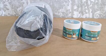 (1) Dog Bed, Large & (2) 8.8- Oz/250-Piece Jars Of Snazfirst Dog Tick & Flea Repellant Chews