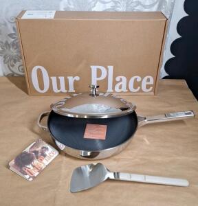 (1) Our Place Large Titanium Always Pan Pro - 12.5" PFAS-Free Nonstick Frying Pan W/ Spatula - Chrome Finish <br/>