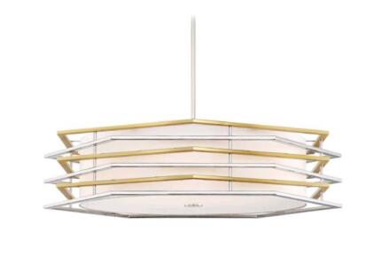 George Kovacs Levels LED Pendant Light P1073-657-L, 28" Dia, Polished Nickel & Honey Gold, Dimmable