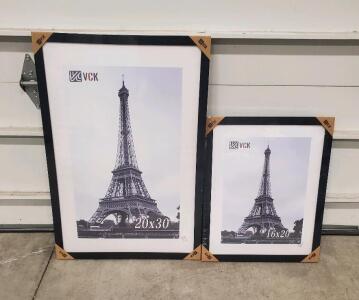 VCK Black Picture Frame 16x20/24x30, Acrylic Front, Matted, Wall Mount, Multi-Orientation