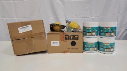 Pet Supplies Lot: BurgeonNest Large Dog Beds, Fenrir Rubber Balls, Snazfirst 250ct Flea Chews, Wireless Fence