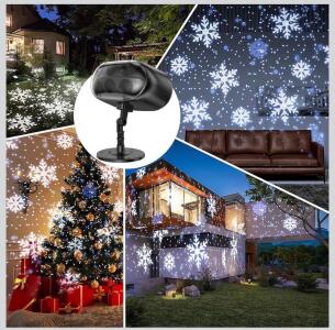 Set of 3 Holiday Snowflake Projection Lights, Indoor/Outdoor, Animated, White, Each with Mount/Stake, Mug Warmers & More