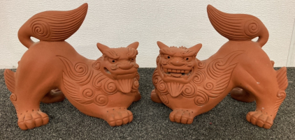 Pair Of Terracotta Chinese Foo Dogs