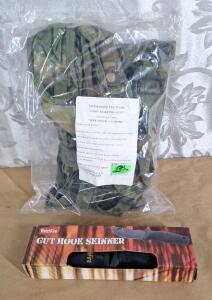 (1) US Military Enhanced Tactical Load Bearing Vest W/ Pouches & (1) WatchFire 9" Gut Hook Skinner Knife W/ Sheath