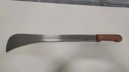 JMK Latin Machete, 22" Carbon Steel Blade, Hardwood Handle, Full Tang, Three Groove Design