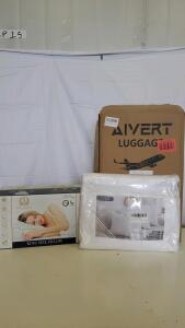 AIVERT Carry-On Luggage 22"x14" Grey + Royal Therapy King Pillow + 2 Yuexiu 20"x20" Inserts