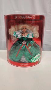 1995 Mattel Happy Holidays Barbie Special Edition, NRFB, Emerald Green Gown, UPC 074299141332