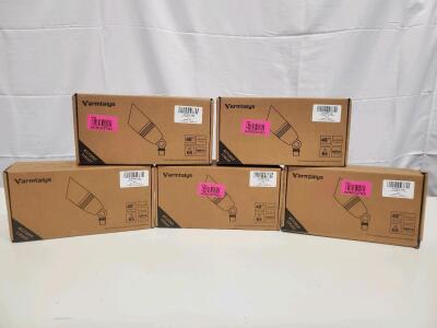 (5) Varmtalys Accent LED Landscape Spotlight, 5W MR16, 2700K Warm White, IP65, 48" Lead, Black