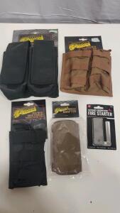 Voodoo Tactical Mag Pouches & MOLLE Adapter Set with SE Magnesium Fire Starter, New Packaging