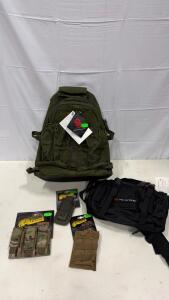 SSO/SPOSN Tactical Backpack w/ Fox Tactical Sling Bag & Voodoo Pouches, MOLLE, OD Green, New